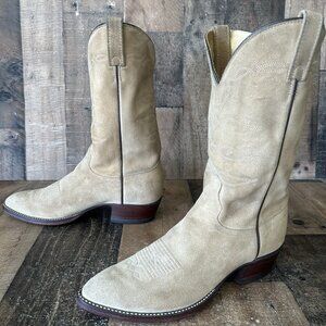 J Chisholm Vintage Full Suede Roughout Western Cowboy Boots Mens 8.5 D